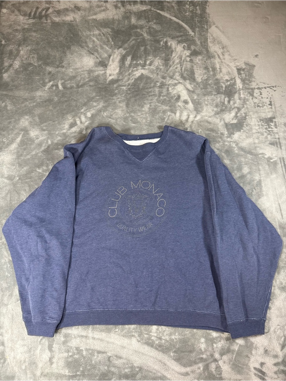 Vintage Club Monaco Navy Heritage Crest Crewneck Sweater 90s Boxy Winter Vibes